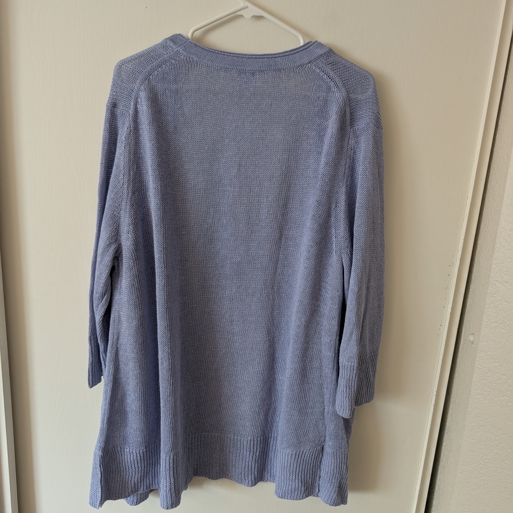 J. Jill Womens Large 100% Linen Purple Cardigan Coastal Grandma Beach Classic - Picture 5 of 7